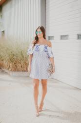 Embroidered Stripe Dress