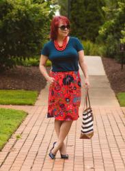 Tamale Red Drawstring Pencil Skirt