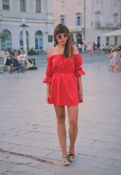 red bardot dress
