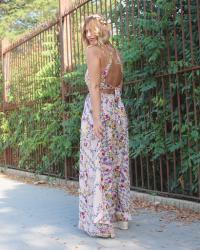 Maxi vestido y diadema con flores