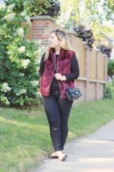 Burgundy Fur Vest 