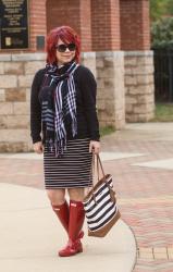 Black, White & Red Hunter Boots