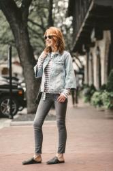 CHIC AT EVERY AGE-BELL SLEEVE DENIM JACKET(ON SALE)