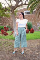 ZARA STRIPED CULOTTES OUTFIT