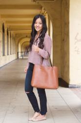 Styling a Top for Work and Play + Crazy Comfy Pants and Cute Frayed Hem Jeans