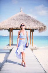 TOP & BLUE SKIRT IN MALDIVES