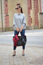 asymetrický šedý sveter & nová kolekcia Still od Oriflame