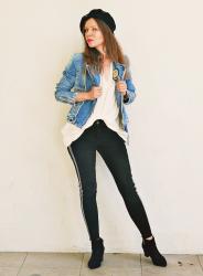 Casual stylization   -  denim Jacket with classic pants by Zara. 