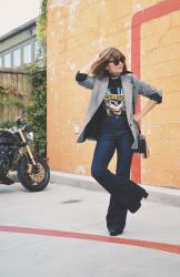 Give a Touch Of Rock & Roll To a Gray Plaid Blazer