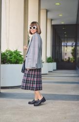 Mixed Plaids And No Heels For Monday Work Outfit 