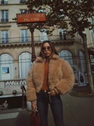 70s Vibes Shearling Jacket & Metallic Sweater