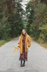 How to wear yellow parka with jumpsuit