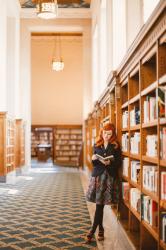 A Book Print Dress at the Indianapolis Library