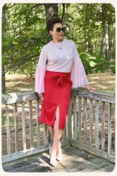 Review: Simplicity 8175 - Fall Fashion Classic | Red Slit Front Skirt