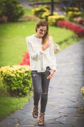 Camisa Blanca De Encaje 