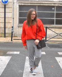  Red Pull-Over & Prince de galles pants…