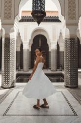 Two white maxi dresses in Morocco
