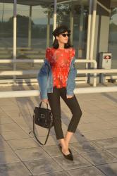 baker boy hat & red floral