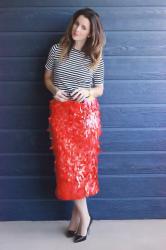 J.Crew Sequin Skirt & J.Crew Stripe Tee