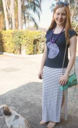 Maxi Skirts and Graphic Tees with Aqua Mini MAC Bag
