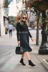 Turtleneck Bodysuit & A Pleated Skirt