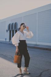 Ladylike: Exaggerated  Sleeves Top & High Waist Pants