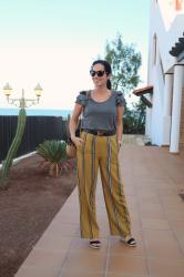 MUSTARD STRIPED TROUSERS