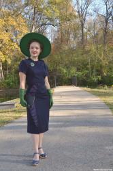 1940s Blue Ruffle Dress