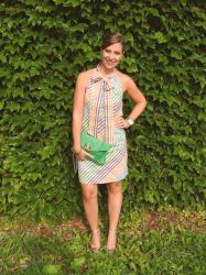 Bow-Neck Rainbow Dress