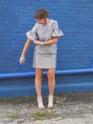 Metallic Striped Bell-Sleeve Dress 