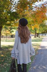 Ruffle Sleeve Cardigan