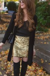 Gold Sequin Skirt for the Holidays