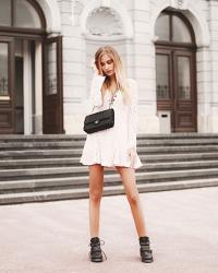 Black Boots White Dress