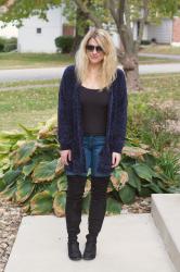 Navy Chenille Cardigan.