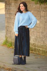 Crushing on A Crushed Velvet Midi Skirt (& #Passion4Fashion Linkup)