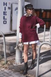 oversized sweater + military boots