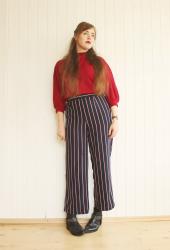 Striped wide leg pants