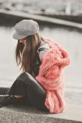 Pink fur coat