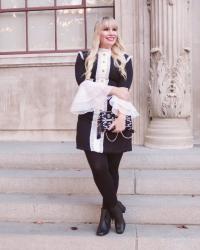 Black and White Ruffled Dress & Link Up