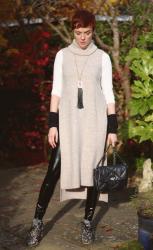 Longline Wool Tunic, Vinyl Leggings & Lace Boots