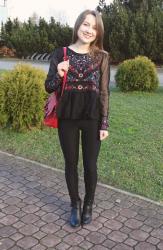 131. Balck & red x embroidery 