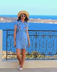 BLUE  Embroidered Shirt //   Santorini LOOK