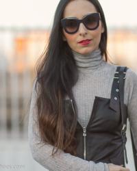Look Black Friday: Mono de cuero con Gafas de Sol Céline Marta