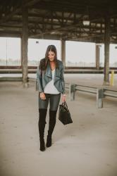 Faux Leather Drape Jacket