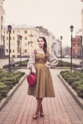 Wool dress & lace blouse