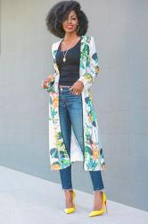 Print Kimono Duster + Tank + Ankle Length Jeans