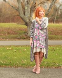 Blush OTK Boots & Gray Floral Boho Dress: Just Because You Can Doesn’t Mean You Should