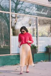 How I Styled A Gold Metallic Skirt for the Holidays