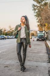 Leather trousers and Studded boots