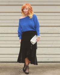 Off The Shoulder Sweater & Velvet Skirt: Rebel Ballerina